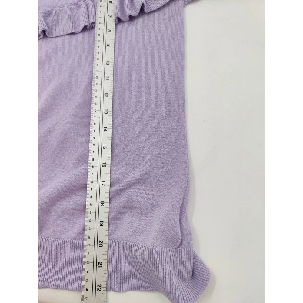 Michael Kors Lavender Purple Cold Shoulder Ruffle Sweater Small Cotton Blend Top